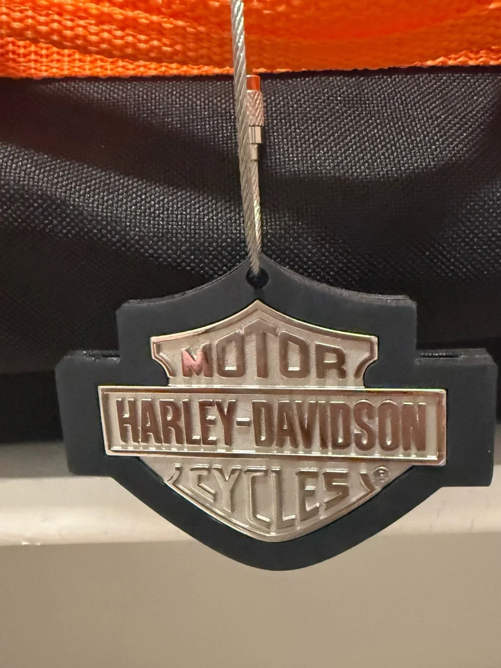 Harley Davidson Orange & Black Motorcycle Duffel Bag Gear Bag Travel Bag